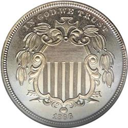 1866 5C Rays PR67 NGC