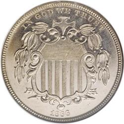 1866 5C Rays PR63 Cameo NGC