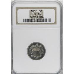 1867 5C No Rays PR64 NGC