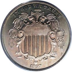 1867 5C No Rays PR65 Cameo PCGS