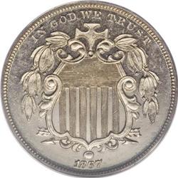 1867 5C No Rays PR65 Cameo PCGS