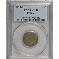 1913-S 5C Type Two AU58 PCGS