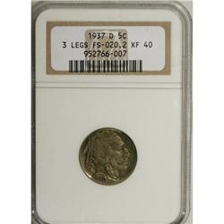 1937-D 5C Three-Legged XF40 NGC