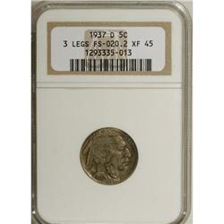 1937-D 5C Three-Legged XF45 NGC