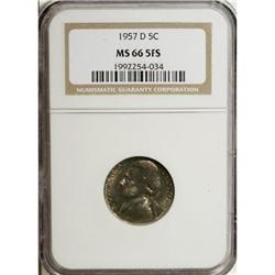 1957-D 5C MS66 Five Full Steps NGC