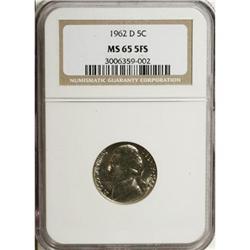 1962-D 5C MS65 Five Full Steps NGC