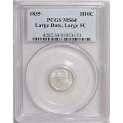1835 H10C Large Date, Large 5C MS64 PCGS LM-3