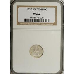 1837 H10C Large Date (Curl Top 1) MS62 NGC