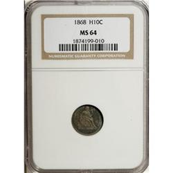 1868 H10C MS64 NGC
