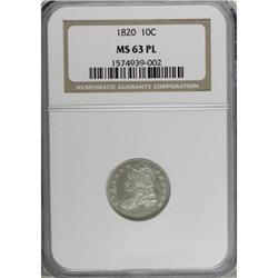 1820 10C Medium 0 MS63 Prooflike NGC
