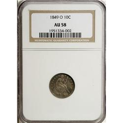 1849-O 10C AU58 NGC