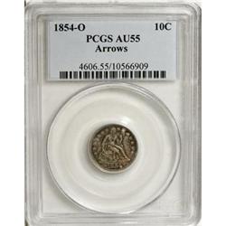 1854-O 10C Arrows AU55 PCGS; 2 other coins