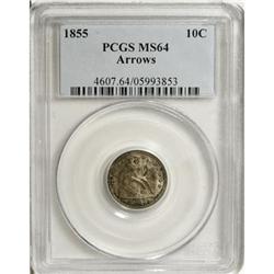1855 10C Arrows MS64 PCGS