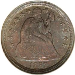 1857 10C MS67 NGC