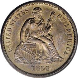 1866-S 10C MS63 PCGS
