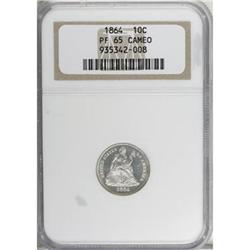 1864 10C PR65 Cameo NGC