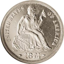 1874 10C Arrows PR64 Cameo NGC