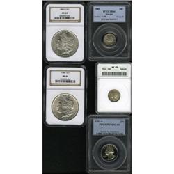 1945 10C MS68 ANACS; four other coins