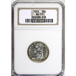 1833 25C AU55 NGC B-2