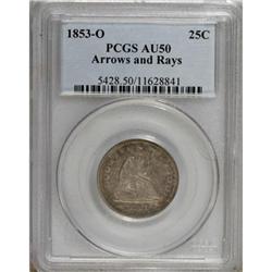 1853-O 25C Arrows and Rays AU50 PCGS