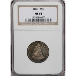 1859 25C MS63 NGC