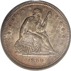 1859 25C MS64 PCGS