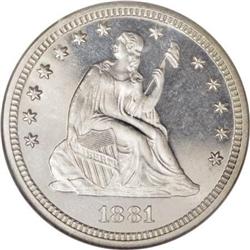 1881 25C MS67 NGC