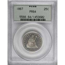1867 25C PR64 PCGS
