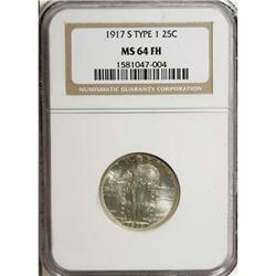 1917-S 25C Type One MS64 Full Head NGC