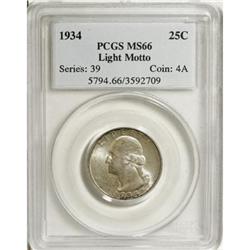 1934 25C Light Motto MS66 PCGS