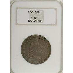 1795 50C 2 Leaves Fine 12 NGC