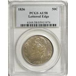 1836 50C Lettered Edge AU58 PCGS