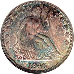 1846 50C 6 Over Horizontal 6 AU58 NGC