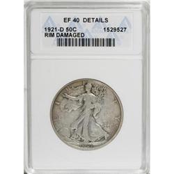 1921-D 50C XF40 Details ANACS