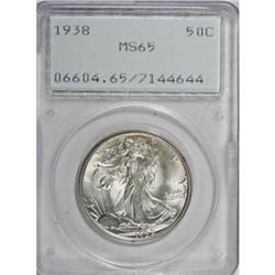 1938 50C MS65 PCGS. Olive-gold tints adorn this lustro