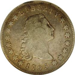1795 $1 Flowing Hair, Silver Plug, F15 NGC B-7