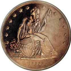 1838 P$1 Name Omitted, Judd-84 Original,