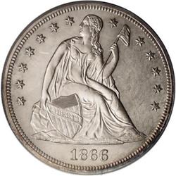 1866 $1 Motto PR63 PCGS