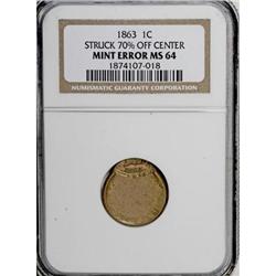 1863 1C MS64 NGC Off Center