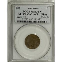 1865 1C Fancy 5 MS63 Brown PCGS Off Center