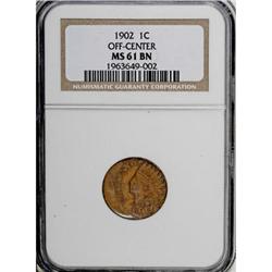 1902 1C MS61 Brown NGC Struck Off Center