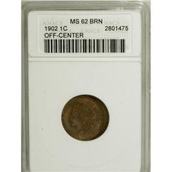 1902 1C MS62 Brown ANACS Struck Off Center