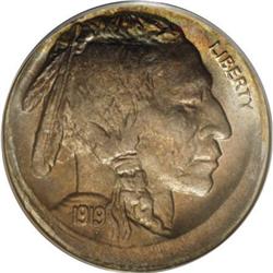 1919 5C--Struck 5% Off Center--MS65 PCGS