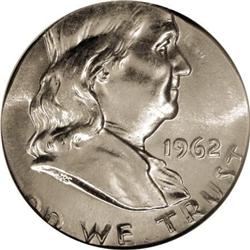 1962-D 50C Franklin Half--Struck on a Five Cent