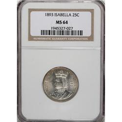 1893 25C Isabella Quarter MS64 NGC