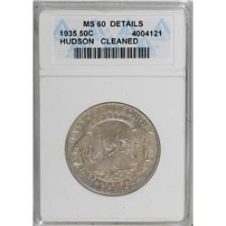 1935 50C Hudson--Cleaned--ANACS. MS60 Details
