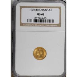 1903 G$1 Louisiana Purchase/Jefferson MS62 NGC