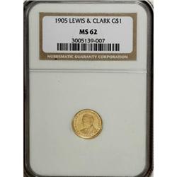 1905 G$1 Lewis and Clark MS62 NGC