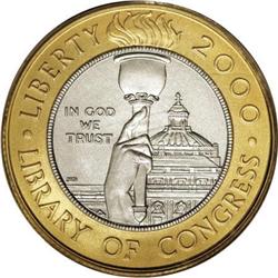2000-W $10 Library of Congress Bimetallic Ten