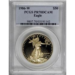 1986-W G$50 One-Ounce Gold Eagle PR70 Deep Cameo